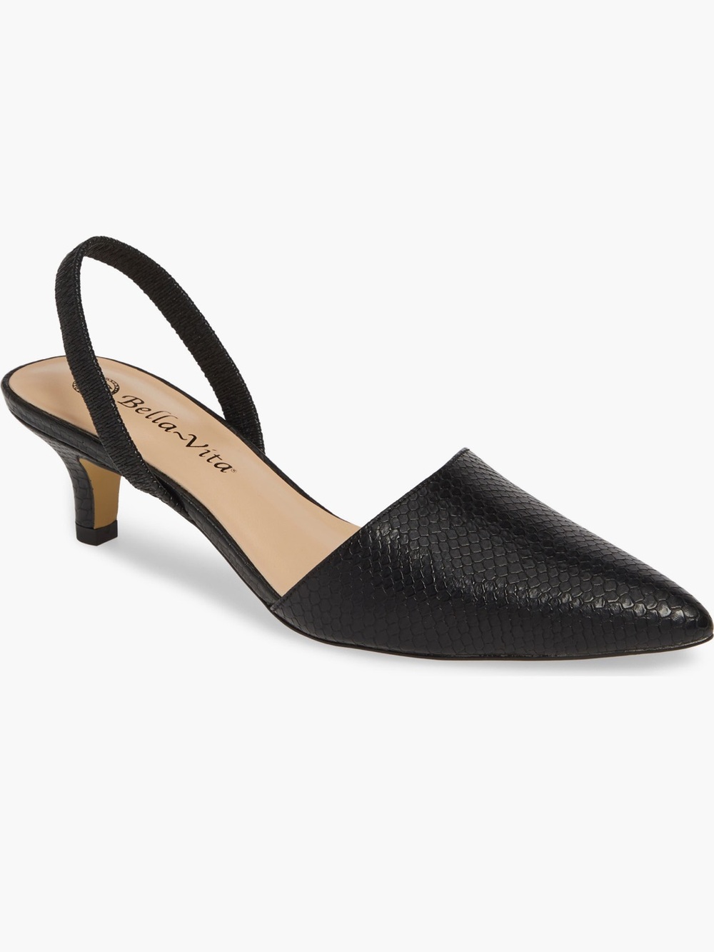 Bella Vita Sarah II Slingback Pumps kitten heel shoes 8M Black Snake heels
